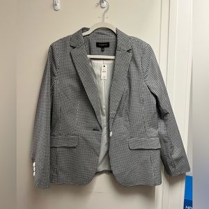 Talbots black and white checkered blazer